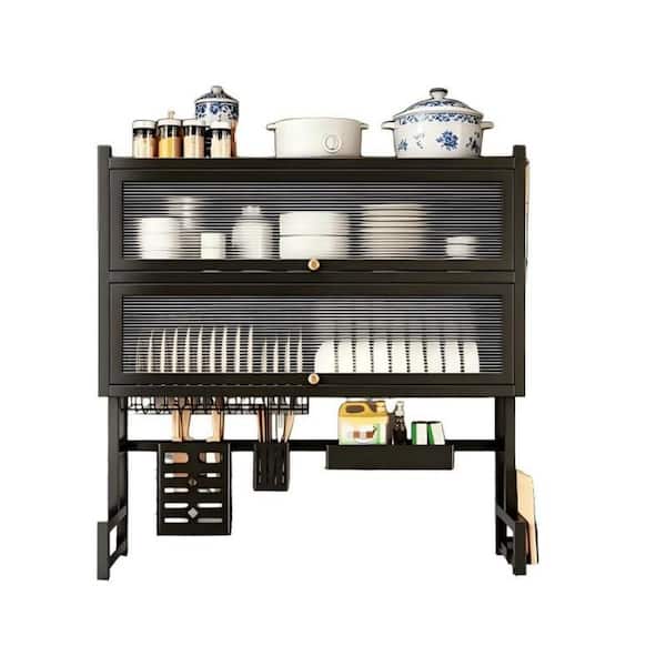 Black Adjustable Carbon Steel Kitchen Sink Storage Rack over the Sink Dish Rack