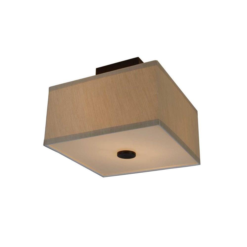 UPC 008938102698 product image for Glenburn 12 in. 2-Light Oil-Rubbed Bronze Semi-Flush Mount with Cube Golden Fabr | upcitemdb.com