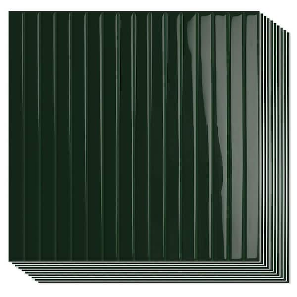 Green Self Adhesive Wall Tile 12 in. x 12 in. Peel & Stick Backsplash Thicker Design for Kitchen, Bathroom, RV (10-Pack)