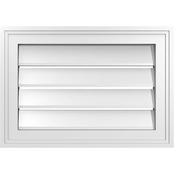 Ekena Millwork 20" x 14" Vertical Surface Mount PVC Gable Vent: Functional with Brickmould Frame