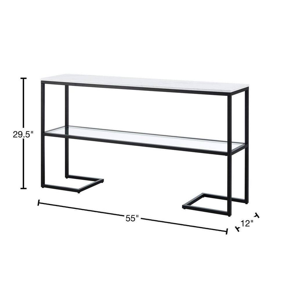 Errol 55" Blackened Bronze Console Table with Faux Marble Top