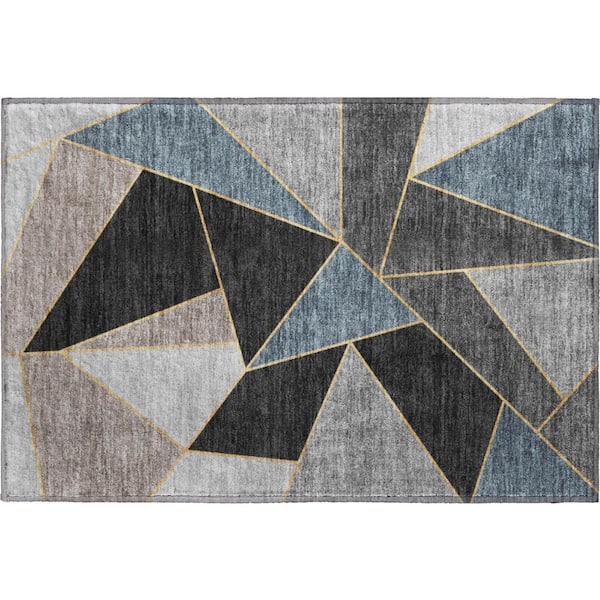 Addison Rugs Mayfield Premium Machine Washable Indoor/Outdoor Geometric AMF636 Blue 1 ft. 8 in. x 2 ft. 6 in. Area Rug