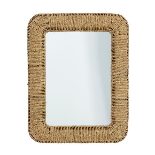 40 in. x 32 in. Rectangle Framed Brown Wall Mirror