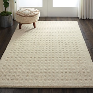 Perris Ivory 4 ft. x 5 ft. Solid Contemporary Area Rug