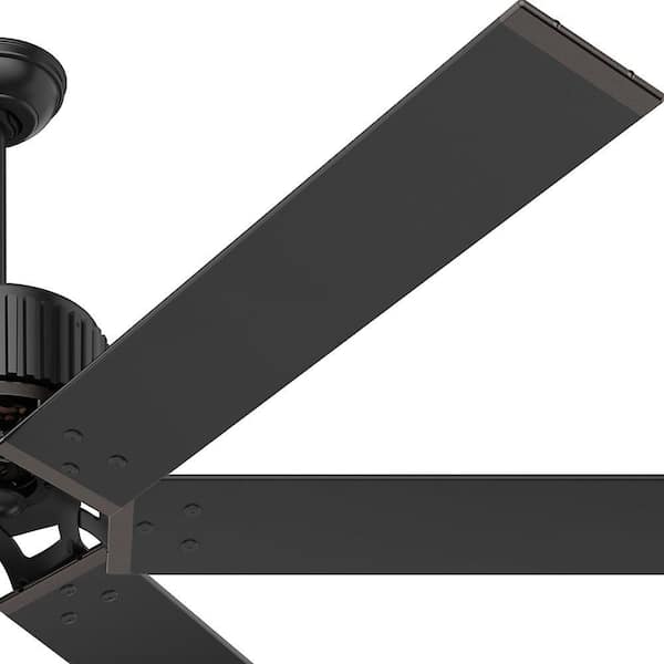 Hunter HFC Industrial 72-in Matte Black Indoor/Outdoor Ceiling Fan with Wall-Mounted Remote (6-Blade)