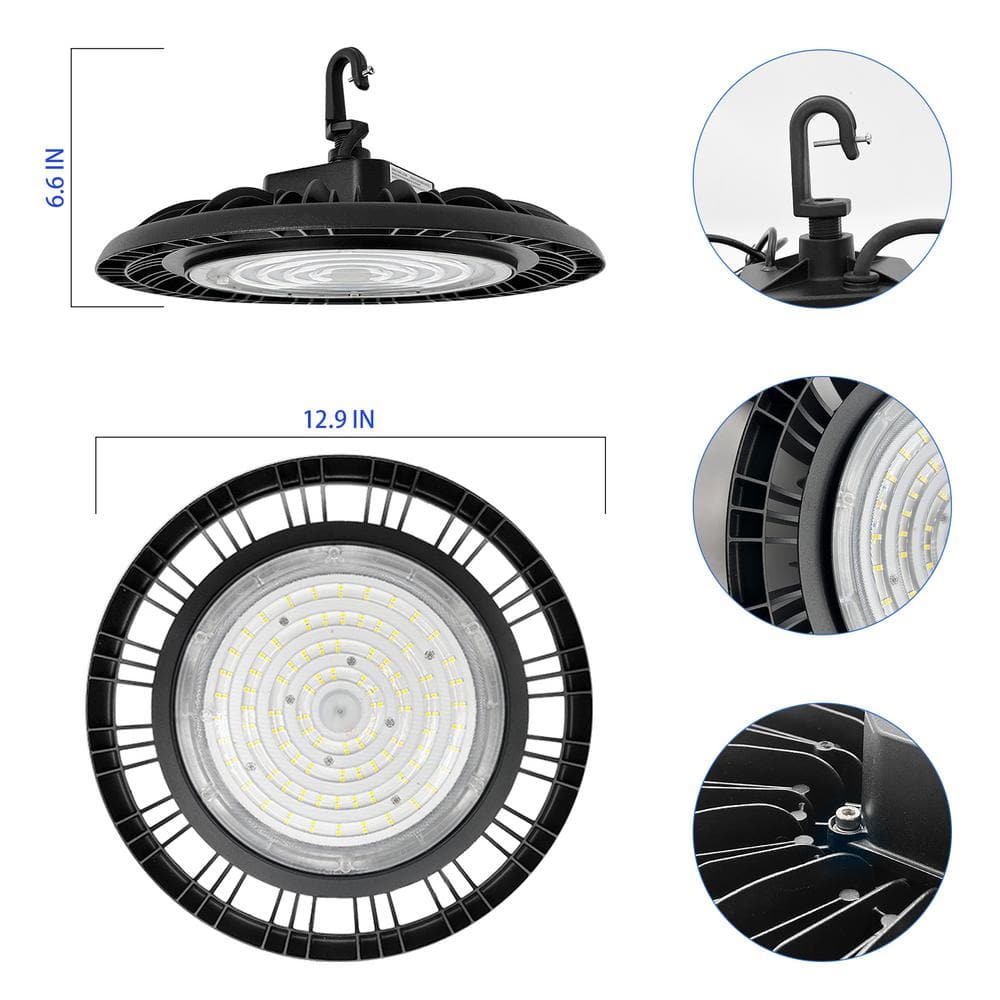 Black Aluminum 13" Modern LED High Bay Ceiling Light