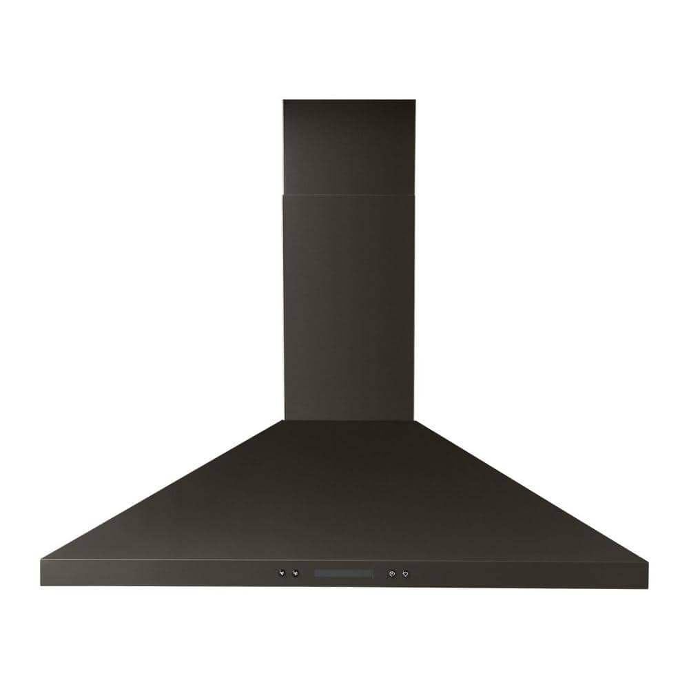 Whirlpool 36 in. 400 CFM Ducted Wall Mount Canopy Range Hood in Black Stainless