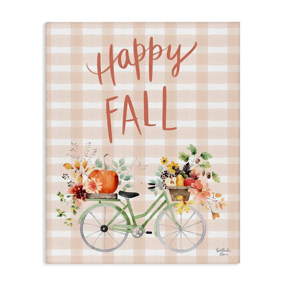 Happy Fall Plaid Seasonal Flowers Blooming Bicycle by Heatherlee Chan Unframed Graphic Travel Art Print 30 in. x 24 in. price history on PriceWatchPro