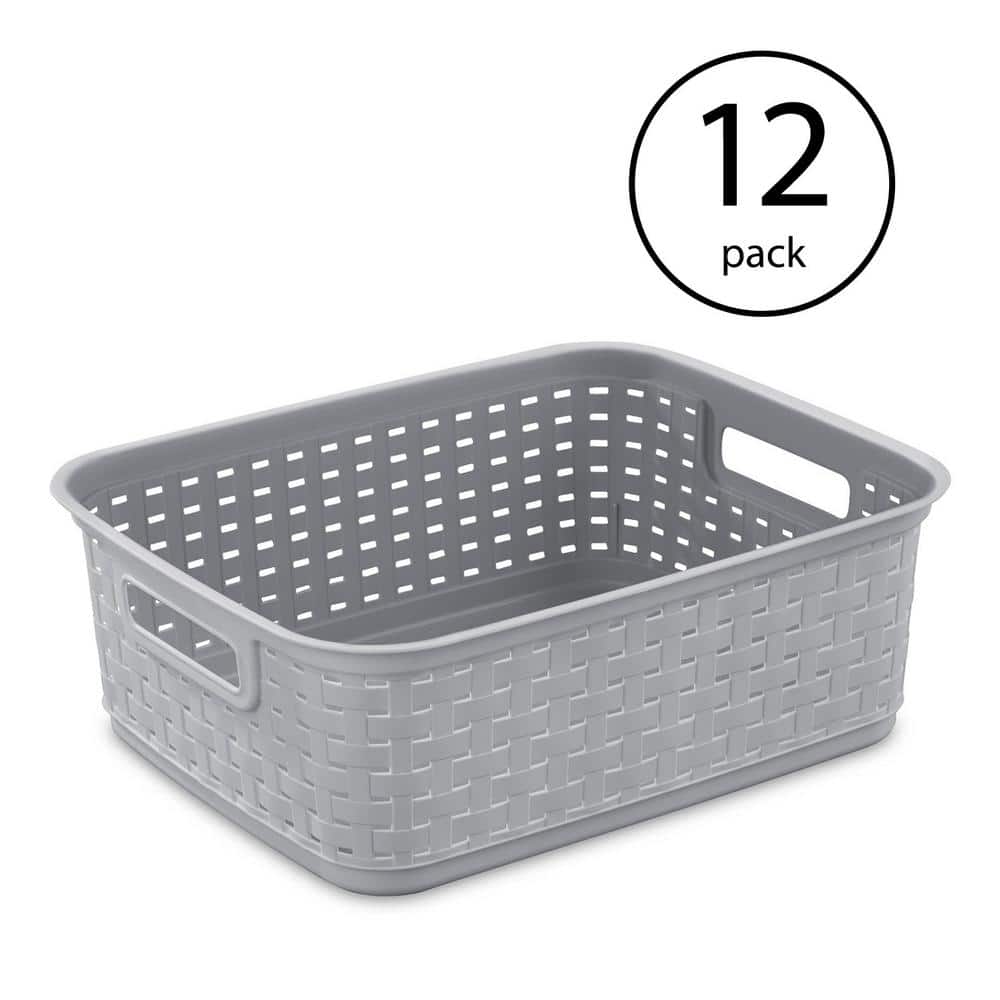 Sterilite 9.5 x 6.5 x 4 Inch Small Open Scoop Front Clear Storage Bin with  Comfortable Carry Through Handles for Household Organization (16 Pack)