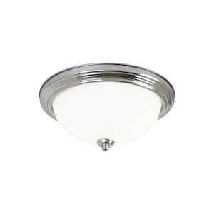 Geary 14.5 in. 3-Light Chrome Flush Mount with Satin Etched Glass