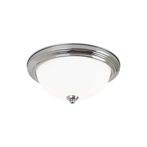 Generation Lighting Geary 14.5 in. 3-Light Chrome Flush Mount with Satin Etched Glass