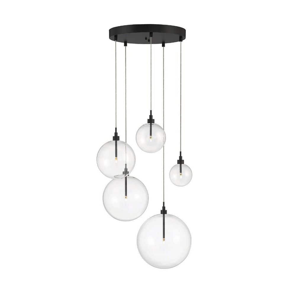 28 in. 5-Light Oil Rubbed Bronze Cluster Pendant Light with Orb Glass Shades and Dimmable LED Light Bulbs Included price history on PriceWatchPro