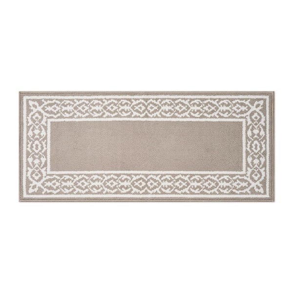 Lorreta 2-Tone Linen/Ivory 2 ft. x 5 ft. Tufted Border Polypropylene Area Rug