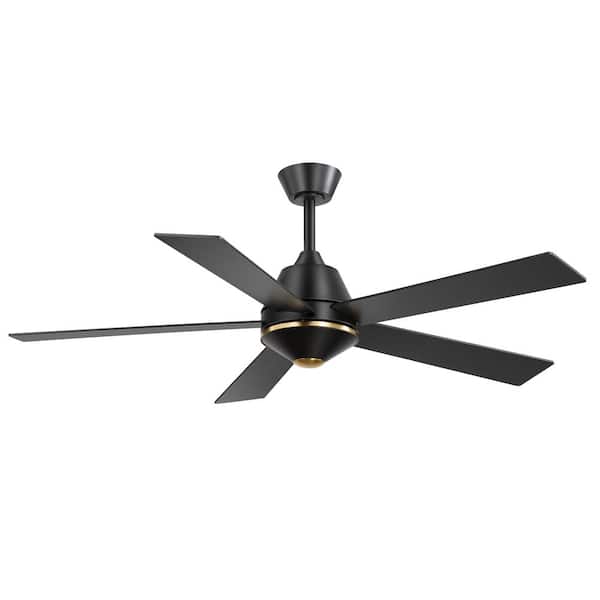 Breezary Adriana 52 in. Indoor 6-Fan Speeds Black Stylish Ceiling Fan with Reversible DC Motor, Downrod and Remote Included
