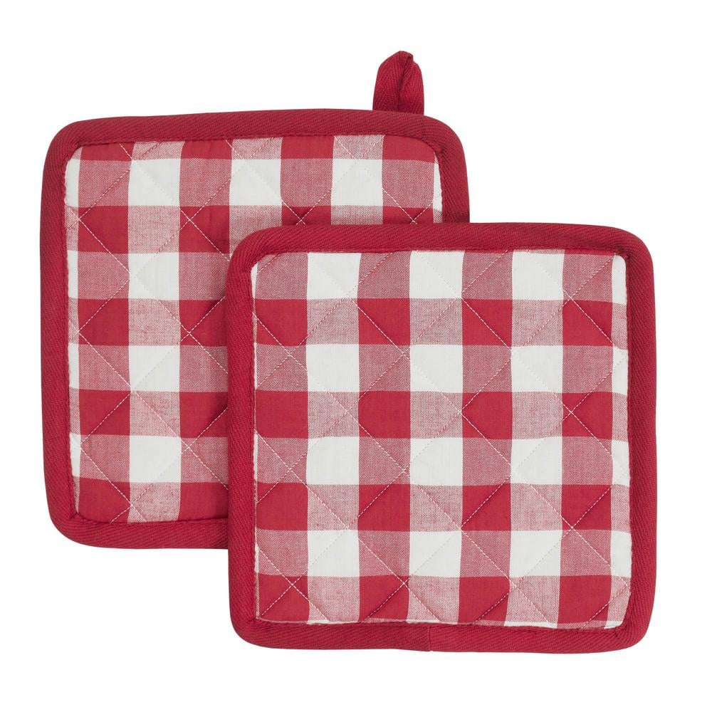 Annie Buffalo Check Red and White Cotton Pot Holder Set