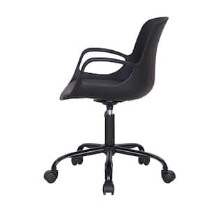 Black Ergonomic Office Chair, Adjustable Height, 360° Swivel, 16.5" W Seat with Wheels, Comfortable Upholstery Chair