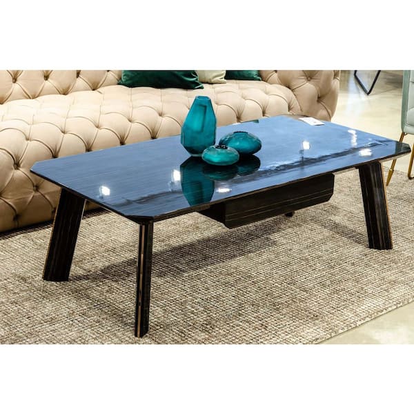 Modrest Chadwick Modern 55 in. Ebony and Rosegold Rectangle Wood Coffee Table