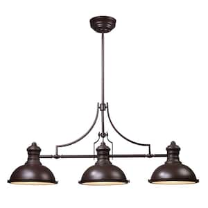 Chadwick 3-Light Oiled Bronze Island Light With Matching Metal Shades