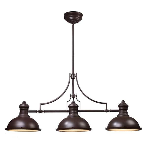 Titan Lighting Chadwick 3-Light Oiled Bronze Island Light With Matching Metal Shades