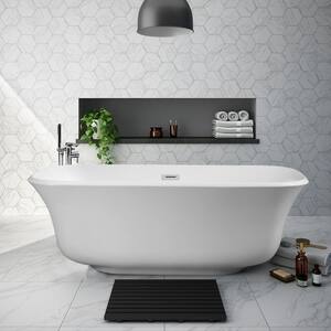 67 in. Acrylic Flatbottom Non-whirlpool Freestanding Soaking Bathtub in White