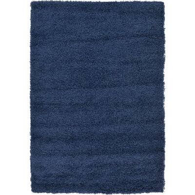 Unique Loom Solid Shag Navy Blue 2 ft. x 3 ft. Area Rug 3127895 - The ...