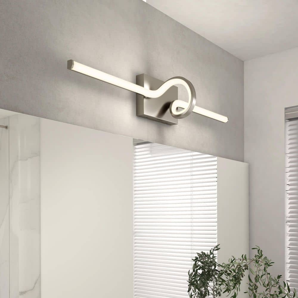Bowtie 27.55 in. 1-Light Brushed Nickel 5CCT Integrated LED Vanity Wall Light Fixture price history on PriceWatchPro