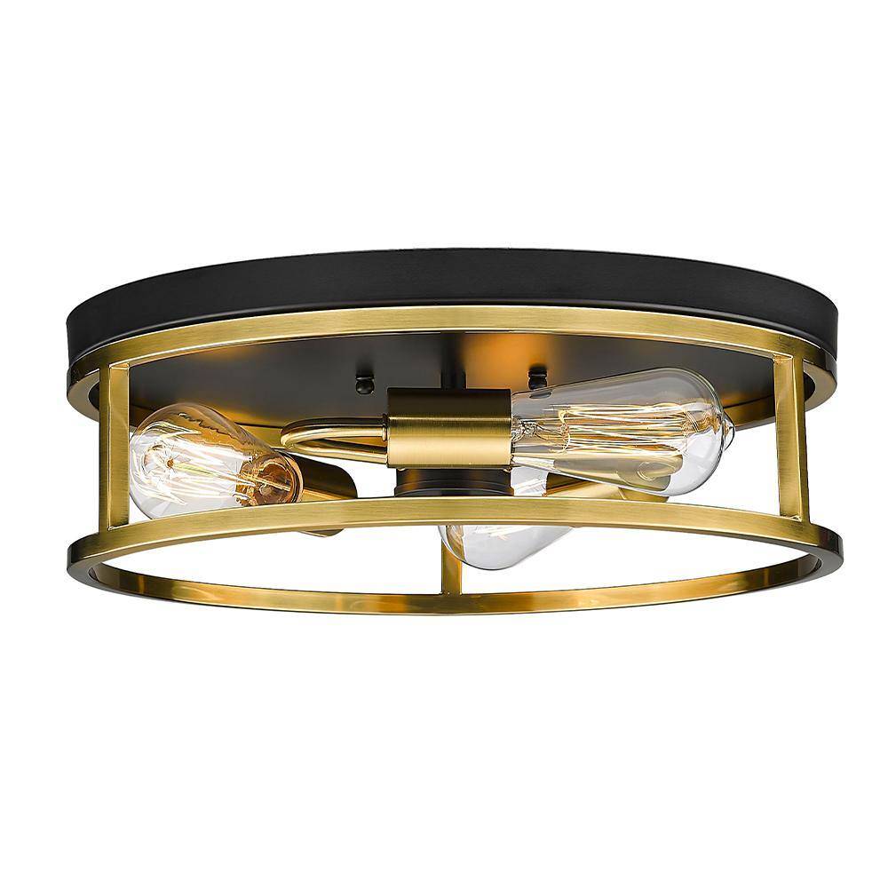 Gold and Crystal 16" Drum Flush Mount Light