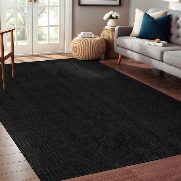 Green Room バレル CALIFORNIA Blacks Beverly Rug Serenity Black 8 ft. x 10 ft. Solid Modern Non