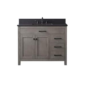 Jasper 42 in. W x 22 in. D x 34 in. H Bath Vanity in Textured Gray with Blue Limestone Top with White Sink