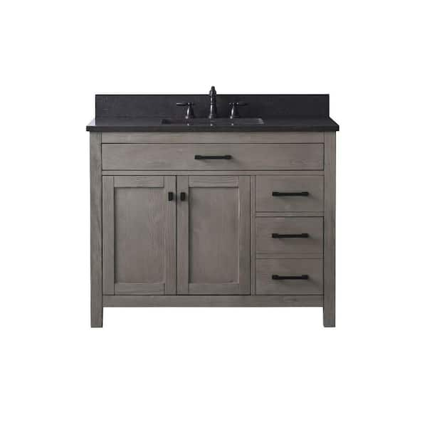 Jasper 42 in. W x 22 in. D x 34 in. H Bath Vanity in Textured Gray with Blue Limestone Top with White Sink