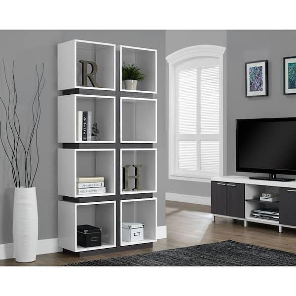 Monarch Specialties White and Grey Open Bookcase