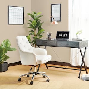 39.75 in. H Cream White Velvet Gaslift Adjustable Swivel Office Chair/Desk Chair