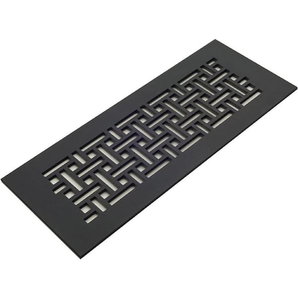 Reggio Registers Basketweave Series 12 in. x 6 in. Black Steel Vent Cover Grille for Home Floors Without Mounting Holes