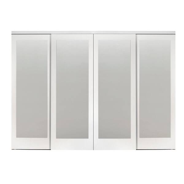 Impact Plus 144 in. x 96 in. Mir-Mel Primed Mirror Solid Core MDF Interior Closet Sliding Door with Primed Trim