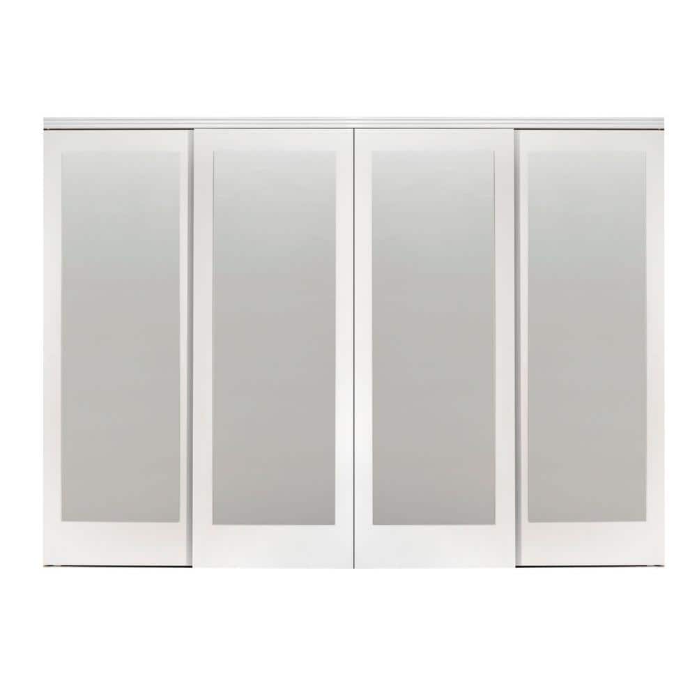120 in. x 80 in. Mir-Mel White Mirror Solid Core MDF Interior Closet Sliding Door with White Trim price history on PriceWatchPro
