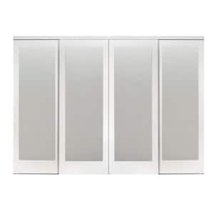 120 in. x 80 in. Mir-Mel White Mirror Solid Core MDF Interior Closet Sliding Door with White Trim