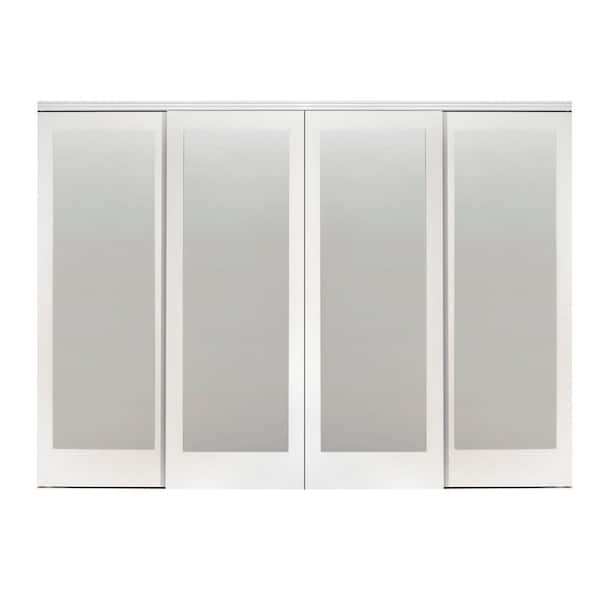 Impact Plus 144 in. x 96 in. Mir-Mel White Mirror Solid Core MDF Interior Closet Sliding Door with White Trim