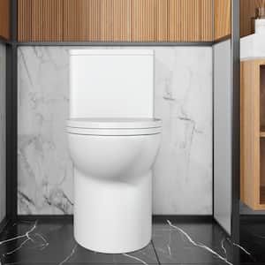 1-piece 1.1/1.6 GPF Dual Flush Elongated Standard Toilet in Gloss White, Seat Included