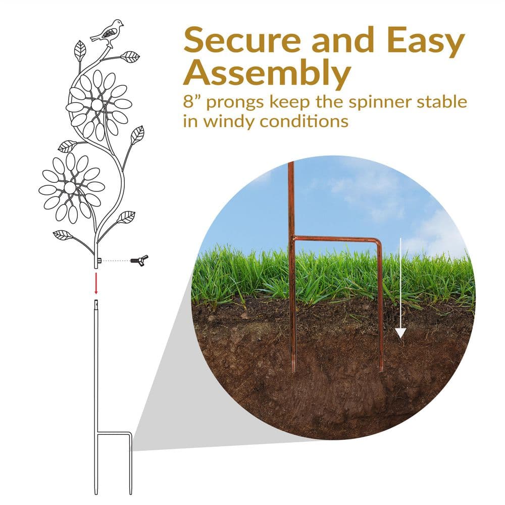 Copper Powder-Coated Iron Twirling Twigs 48" Garden Wind Spinner