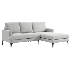 Evermore 80.5 in. W Square Arm 1-Piece L-Shaped Right-Facing Fabric Sectional Sofa in Light Gray with Removable Cushions