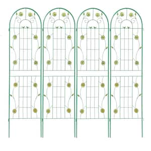 71 in. Metal Garden Trellis, Outdoor Flower Support, Rustproof Trellis for Climbing Plants, Green(4-Pack)