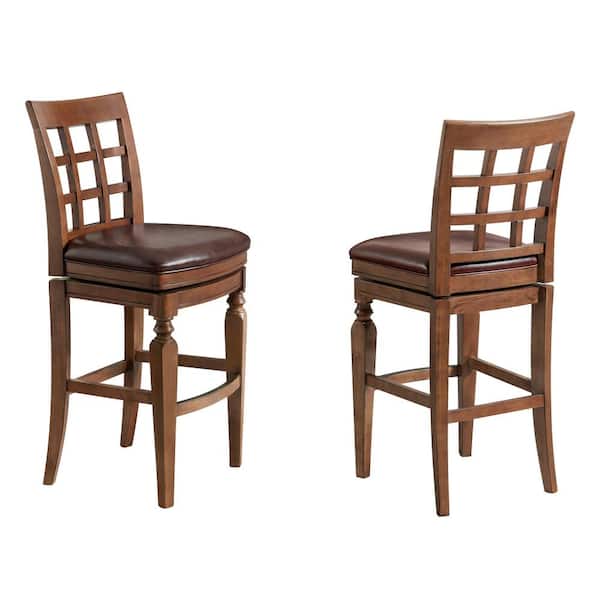 Napa Mahogany Bar Height Stool with Back (2-Pack)