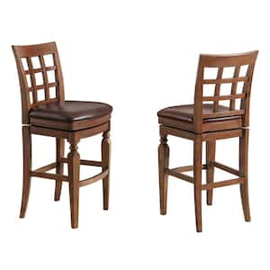 Napa Mahogany Bar Height Stool with Back (2-Pack)