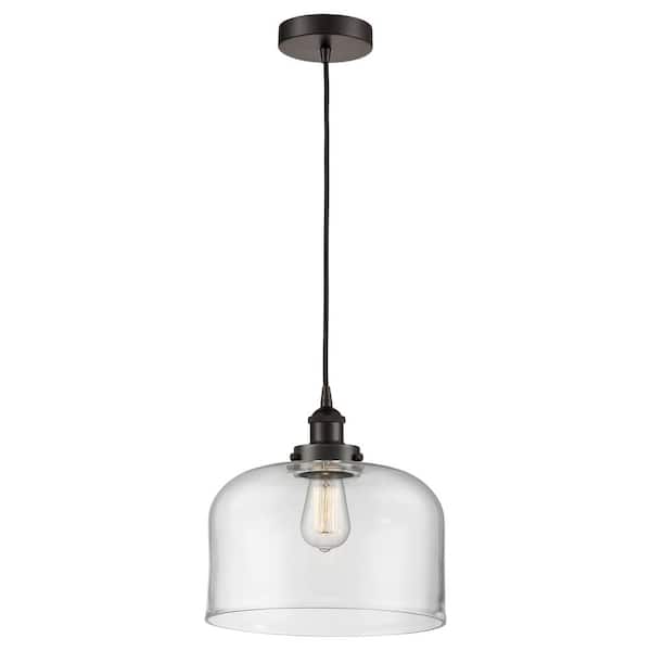 Bell 60-Watt 1-Light Oil Rubbed Bronze Standard Mini Pendant Light with Clear Glass Shade, No Bulbs Included