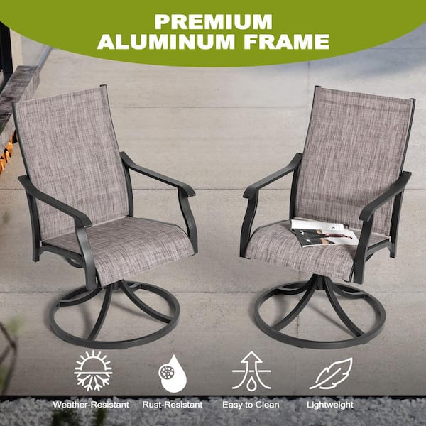 Nuu Garden Patio 2 Piece Textilene Swivel Chairs Brown