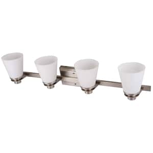 4-Light Brushed Nickel Vanity Lighting with Etched Opal Glass