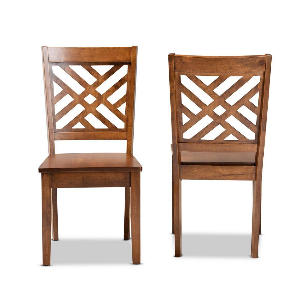 Walnut Brown Wood and Cane Arm Chair