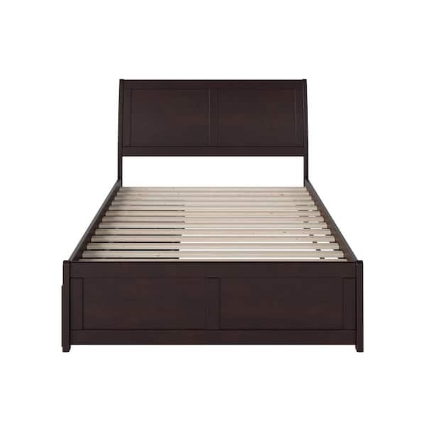 AFI Portland Espresso Full Solid Wood Storage Platform Bed with Matching Foot Board with 2 Bed Drawers