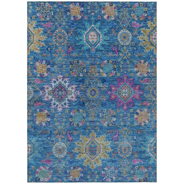 Chantille Machine Washable Indoor/Outdoor Abstract ACN2151 Blue 8 ft. x 10 ft. Area Rug