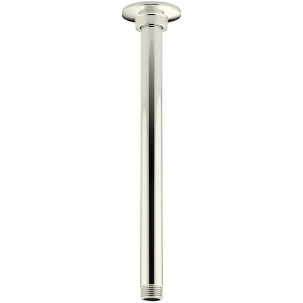 KOHLER 12 in. Ceiling Mount Rainhead Arm and Flange in Vibrant Polished Nickel
